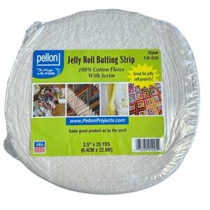 Pellon Jelly Roll Batting Strip 100% Cotton Fleece with Scrim NWT 2.5”x 25 Yards